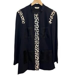 Edun Women's Long Black Designer Jacket Size 6 Pony Hide Lux Mob Wife Lagen Arts